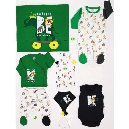 Newborn Essentials Natural Organic Embroidery Baby Boy Clothing 10 Pcs Set Soft 100% Cotton Baby Gift Layette Baby 0-3 9,9-12months