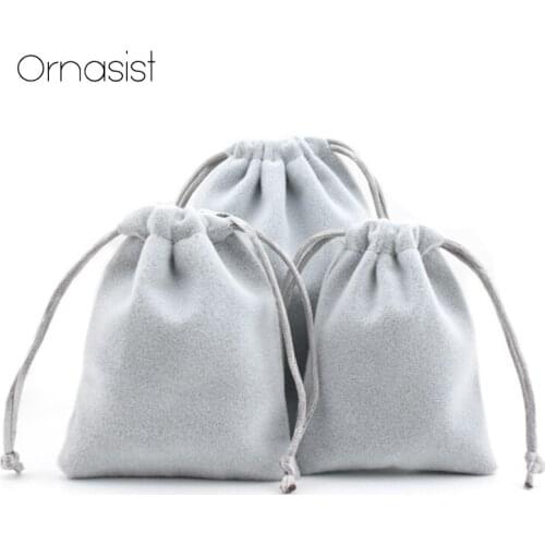 10pcs/lot 7x9cm,10x12cm Gray Velvet Drawstring Bag Birthday Wedding Party Gift Packaging Bag Necklace Ring Jewelry Storage Bag