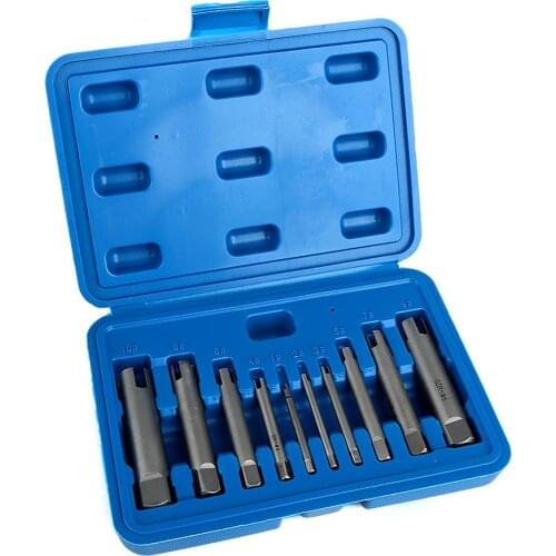 10Pcs Flute Broken Tap Extractor Set Steel Damaged Head Taps Remover Removal Tool Repair Hand Tools