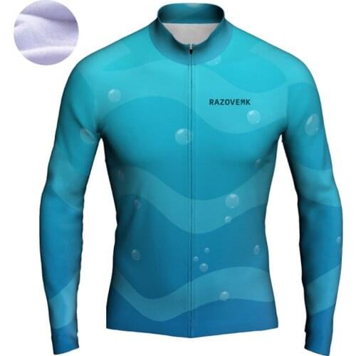 2018 RAZOVEMK Cycling Jersey long sleeves Winter thermal Fleece Ropa Ciclismo MTB bicycle jersey Maillot Ciclismo bike clothes