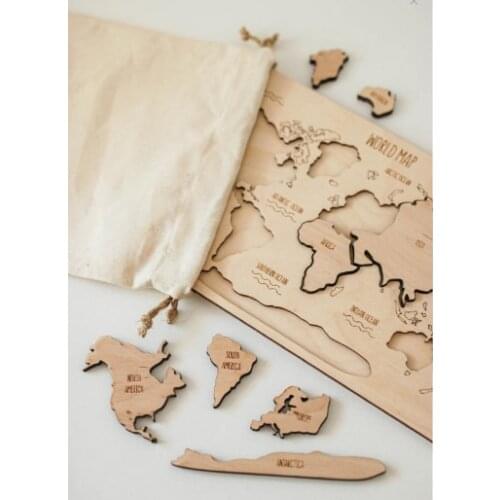 3D Wood Can Be Dyed Jigsaw World Map Puzzle Natural Child Toy Europe Asia Africa Jigsaw IQ Upgrade Creative