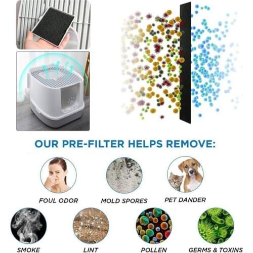 5 Pcs Disposable Deodorization Compost Activated Carbon Filter Cotton for Cat Litter Boxes Cleaner Replacement