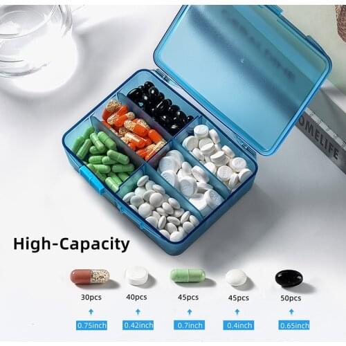 6 Grids Medicine Pill Box Large Capacity Pill Storage Box Sealed Pill Box Pill Organizer Tablet Pill Case
