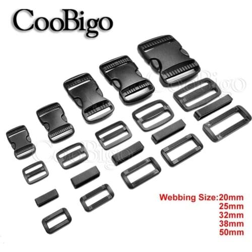 1set Assorted Slider Adjustable Rectangle Ring Belt Loop Side Release Buckles Pets Collar Ribbon Webbing Sewing 20/25/30/38/50mm
