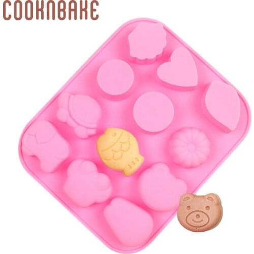 COOKNBAKE silicone mold for handmade soap animal shape cake bread pastry bakeware 12 cavity candy chocolate jelly pudding mould