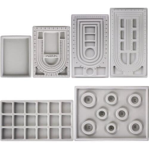 Gray Flocked Bead Board Bracelet Necklace Beading DIY Jewelry Making Organizer Tray Design DIY Craft Tool Accessories