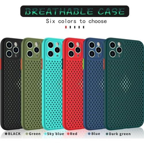 Heat Dissipation Breathable Cooling Case For iphone 11 Pro Max XR XS MAX SE 2020 6 6S 7 8 plus Soft TPU Plain color cover capa