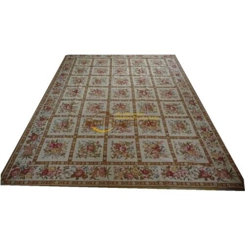 Plush rug aubusson needlepoint rug hand made rug hand knotted wool rugs flower rug