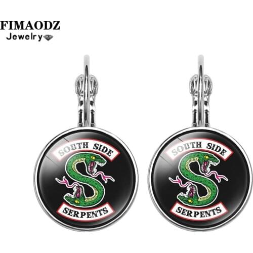 FIMAODZ TV Riverdale Earrings for Women Glass Cabochon French Hook Earring Fashion Jewelry