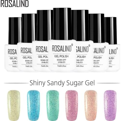 ROSALIND Gel 1S Nail Gel Polish 7ml white bottle Shiny Sandy Sugar Gel Lacquer UV Nails Art Soak off Semi Permanent for Manicure