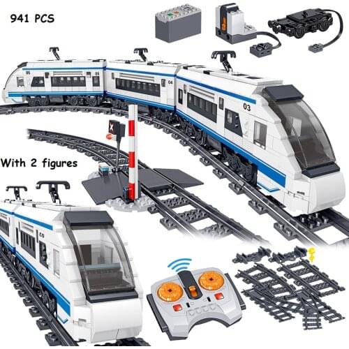 City Electric Harmony High-speed Rail Transit Train Building Blocks RC Car Track Bricks Figures Toys for Children Gift