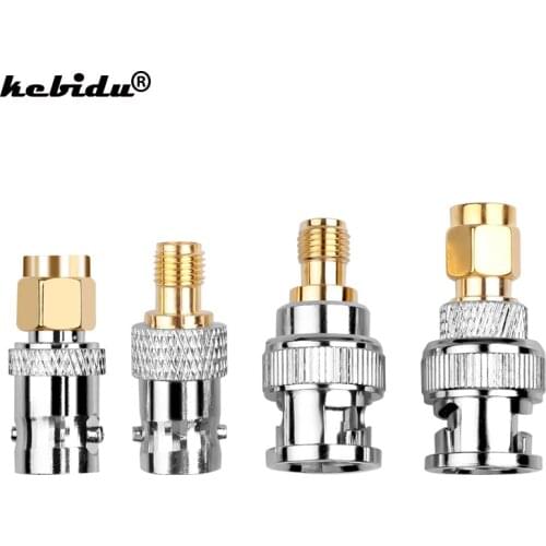 Kebidu 4pcs/lot BNC To SMA Connectors Type Gold-Plated Male to Female RF Connector Adapter Test Converter Kit Set