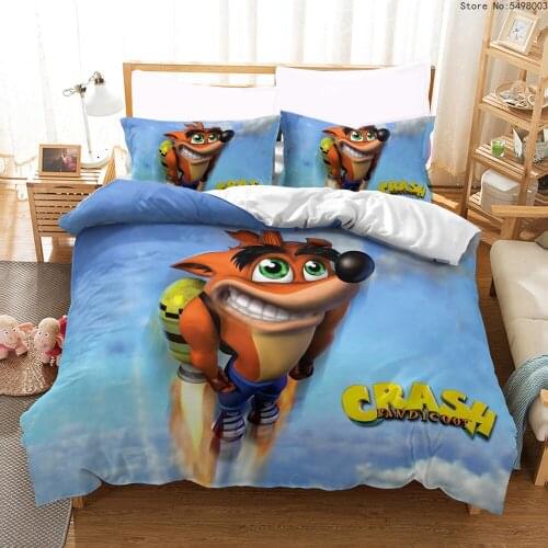 3D Crash Bandicoot Bedding Set Cartoon Game Duvet Cover Sets Twin Queen King Size Child Kids Bed Set Boys Cirb Home Textile