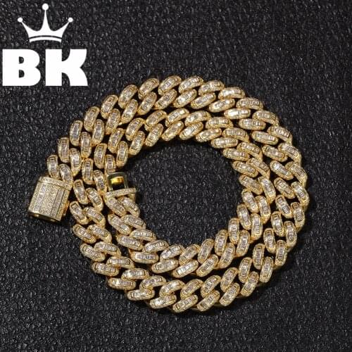 13mm Bagnette Zircon Miami Cuban Link Necklace gold silver color Plated Luxury CopperMicro Paved Cuban Chain 16/18/20/22/24inch