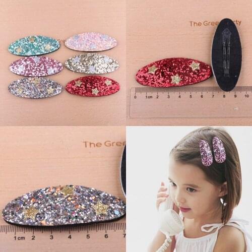 Cute Hair Pins Christmas Style Glitter Bling Polka Dots Stars Oval Round Girl Clip Pins Ornament Accessories 10pcs 70-75mm