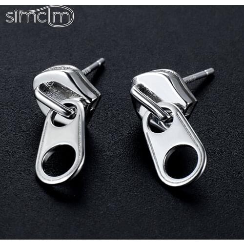 Fashion Jewelry Personality Vintage Punk Zipper Shape Studs Earrings Metal Alloy Brief Style for Girl Women Cool Funny Accessory