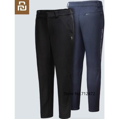 Youpin Autumn winter mens warm fleece Straight soft shell pants Waterproof Windproof Reflective printing Sports Trousers