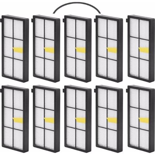 New 10 pack Hepa Filter Accessory For iRobot Roomba 800 900 Series 870 880 980 Vacuum Robots Replacements Parts +1 Bumper Strip