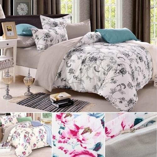 Printed Bedding Set Chinese Comforter Sets Cover Country Quilts Reversible Duvet Cover Bedding Set Cotton Queen Size/King Size