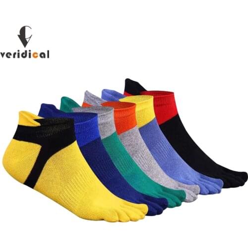 Pure Cotton Five Finger No Show Socks Mens Sports Breathable Comfortable Shaping Anti Friction Ankle Socks With Toes EU 38-44