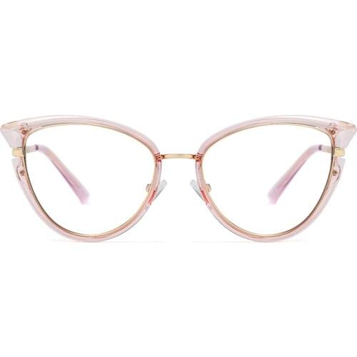 Kanspace New Women Eyeglasses Myopia Cat Eye Glasses Blue Light Prescription Eyewear Women Blocking Computer Spectacles 95303