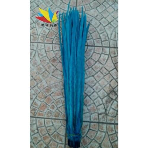 Wholesale 100pcs/lots pretty Dyed 55-60cm/22-24''' copper chicken feather Lake blue pheasant Tail feathers