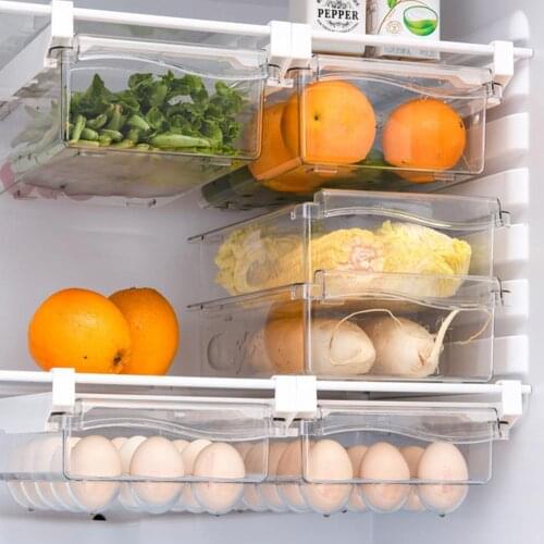 Wholesales Storage Box Hanging Large Capacity Plastic Pull-out Refrigerator Organizer Bins for Kitchen