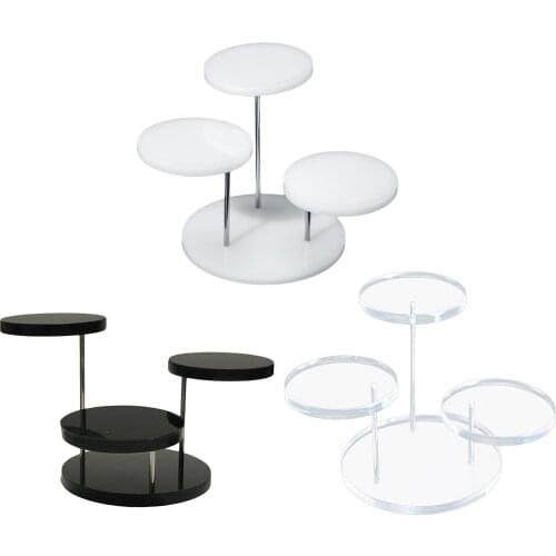 Acrylic Display Stand 3-layer Home Aesthetic Design Round for Jewelry Doll Rotating Show Rack Bedroom Living Room Decoration