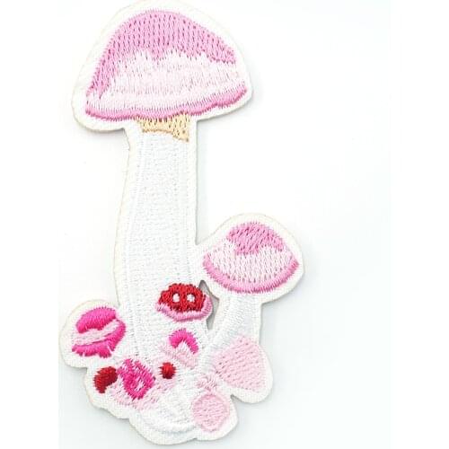 Mushroom Size:4.4x8.0cm Iron On Patch Embroidered Applique Sewing Clothes Stickers Garment Apparel Accessories Badges
