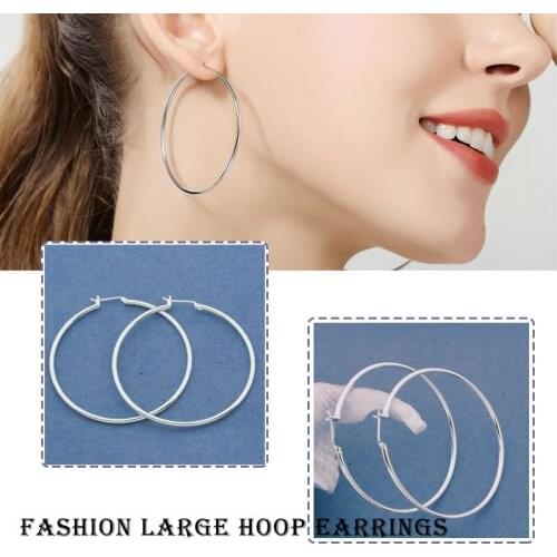 1Pair Elegant Charm Big Circles Smooth Round Exaggerated Simple Hoop Earrings Women Jewelry Gift Cool Beauty For Girls