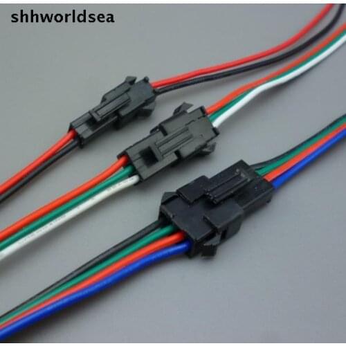 Shhworldsea 5pairs 2 3 4 pin jst Connector 2 x 10cm 2pin Male/female SM Wire cable pigtail for led strip light Lamp Driver