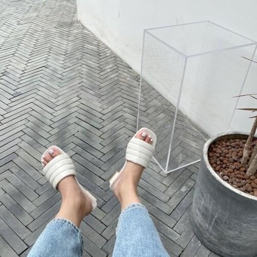 Ladies Sandals Slides Flip Flops Slip On Mules Summer Dress Shoes Woman Open Toe Women Slippers Square High Heels dress Pumps