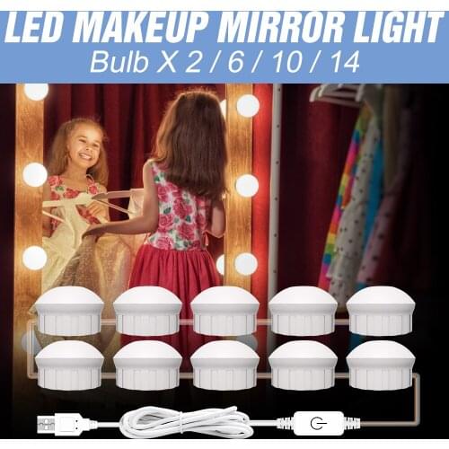 Led Vanity Light Makeup Mirror Light Bulb 12V LED USB Cable Powered Dressing Table Make Up mirror Lamp Decor Bathroom Wall Lamp