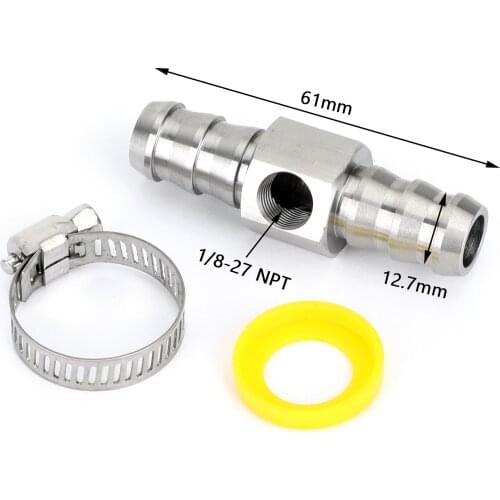 GlowShift 1/2" Fuel Line Fuel Pressure Gauge Sensor T-Fitting Adapter