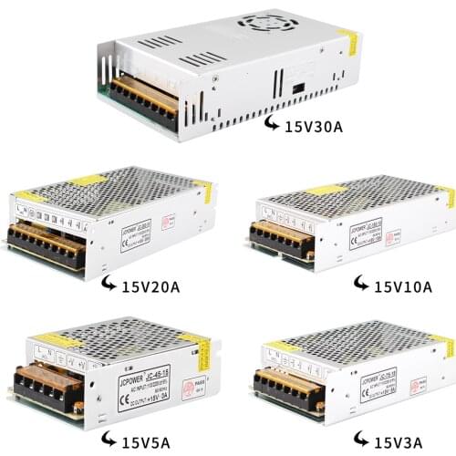 Transformateur De Puissance 15v ACtoDC Adapter 3A 5A 10A 20A 30A ,Power Supply 45W,75W,150W,300W,450w
