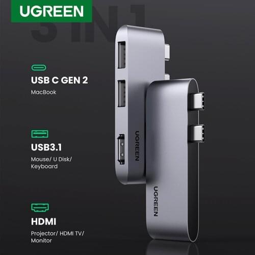 Ugreen USB C HUB 3 in 1 USB Type C to HDMI-compatible 4K@60Hz 10Gbps USB 3.1 HUB Splitter For Macbook Pro Air 2020 - 2016