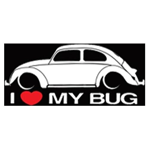 I Love Bug Car Body Sticker for Volkswagen Beetle Car Accessories Vinyl 18CM*7CM