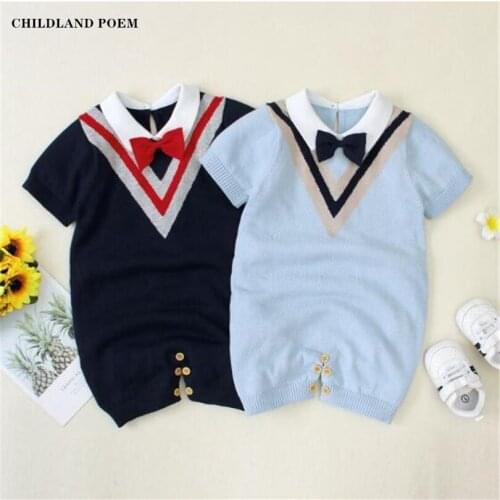 Knitted Baby Romper Newborn Knitted Baby Clothes Gentleman Baby Costume Infant Baby Boy Clothes Cotton Baby Boy Jumpsuit Overall