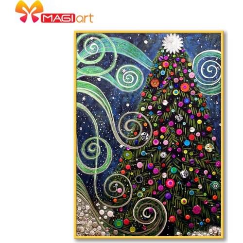 Cross stitch kits Embroidery needlework sets 11CT water soluble canvas patterns 14CT Full Abstract Christmas tree NCMC098