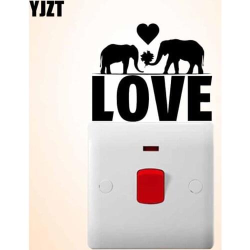 YJZT Elephant Family Wall Switch Sticker Vinyl Decal Cartoon Animal Home Decoration S19-0052