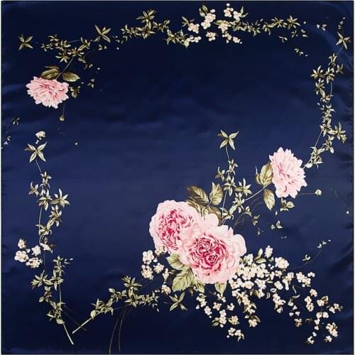 Ladies Scarf Free Shipping Silk Fabric Headscarf Luxury Big Pareo Hijab Holiday Gift Handkerchief Womens Beach Cape 90cm