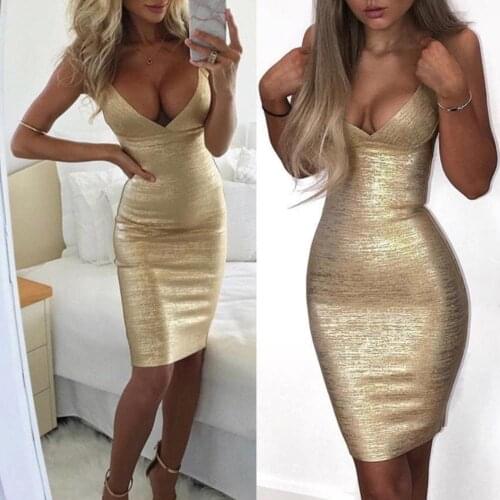 2021 Women Lady Deep V Neck Sleveeless Evening Party Bodycon Sequin Formal Wedding Short Maxi Sexy Dress