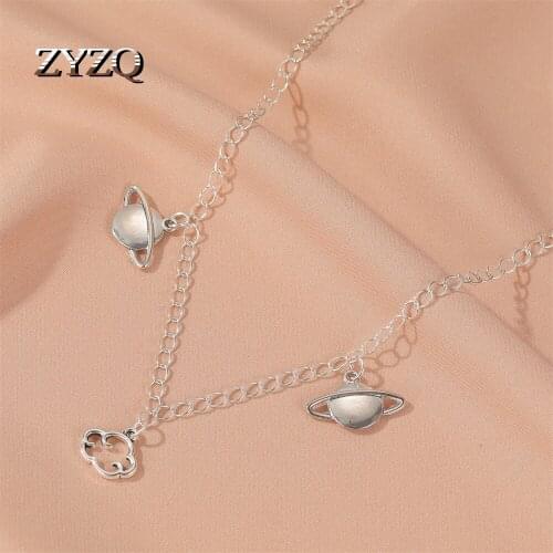 ZYZQ Couple Models Star Universe Women Necklace Creative Planet Cloud Pendant Jewelry Accessories