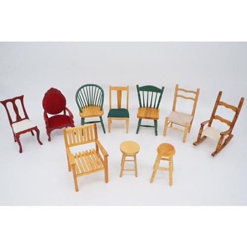 1:12Various Dollhouse Wooden Desk Chair Models for Dollhouse Furniture Decoration Accessories
