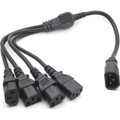 1 pcs High Quality IEC 320 C14 Male Plug to 4XC13 Female Y Type Splitter Power Cord , C14 to 4 x C13, 250V/10A