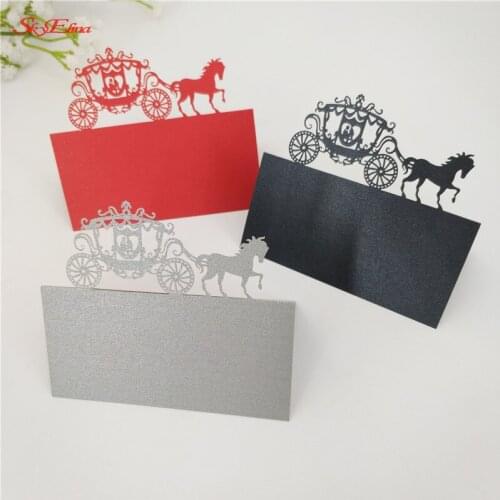 10/50/100pcs Wedding carriage Name Place Card Cup Paper Card Table Mark Wedding Favors Party Decoration Wedding Decor 9X9cm 7z