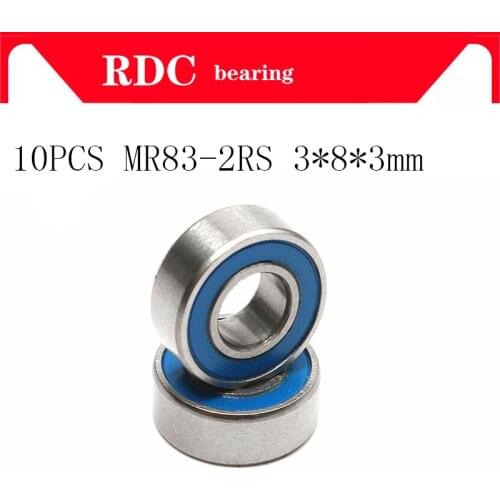 10PCS ABEC-5 MR83-2RS MR83 2RS MR83 RS MR83RS 3x8x3 mm Blue rubber sealed miniature High quality deep groove ball bearing