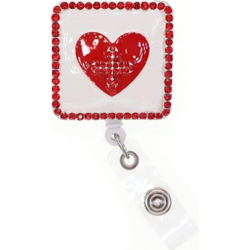 10pcs/lot Love rhinestone retractable nurse ID badge reel