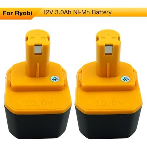 2pcs/lot 12V 3000mAh Nimh Replacement Battery for Ryobi B-1230H B-1222H R10510 RY1201 TDS4000 TF1100 TFD220 Cordless Drills