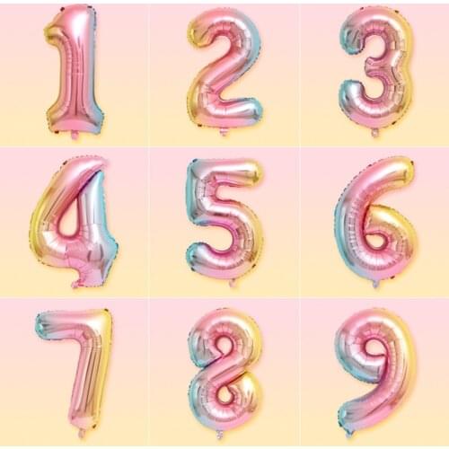 32 inch Number Aluminum Foil Balloon Rose Gold Digit Figure Balloon Child Adult Birthday Wedding Decor Baby Shower Party Supplie